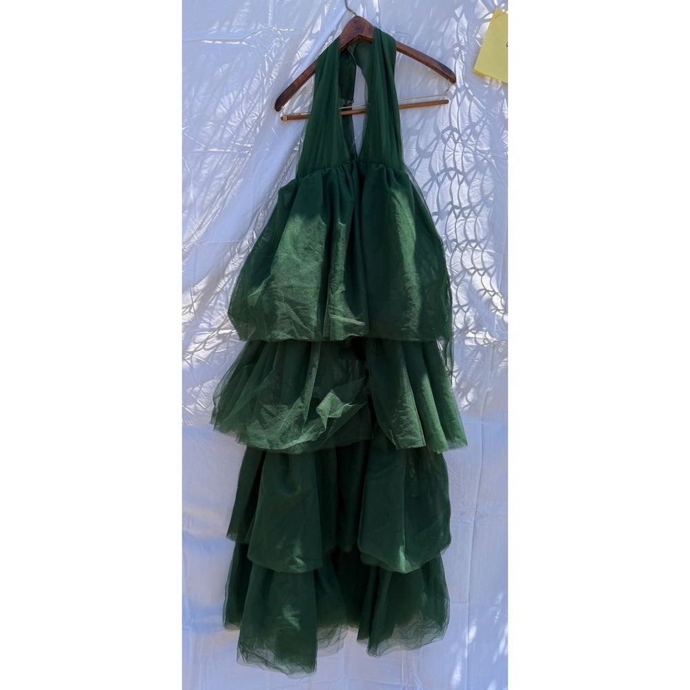 Lovers and Friends Green Tulle Tiered Halter‎ Neck Dress XXS